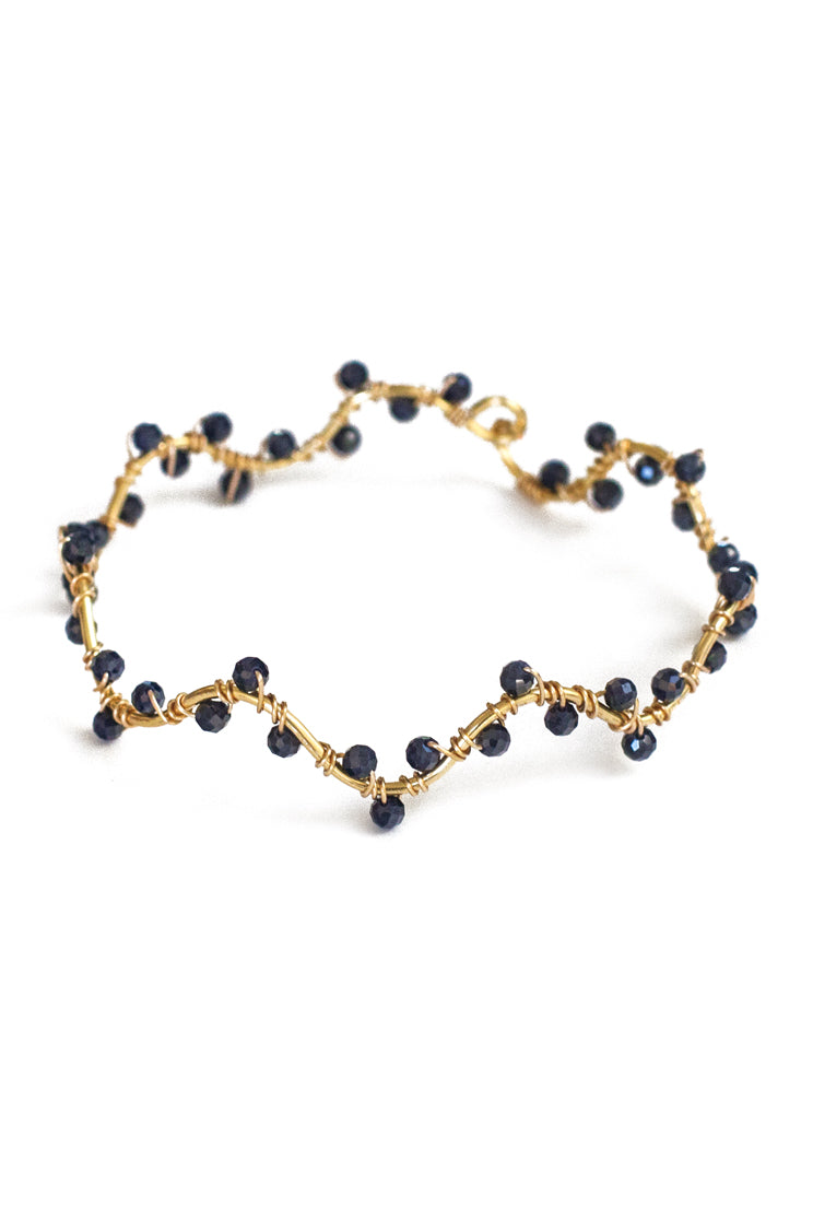 Sapphire Wave Bangle-  September Birthstone