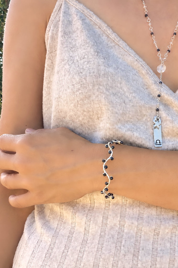 Sapphire Wave Bangle-  September Birthstone - 100 Graces