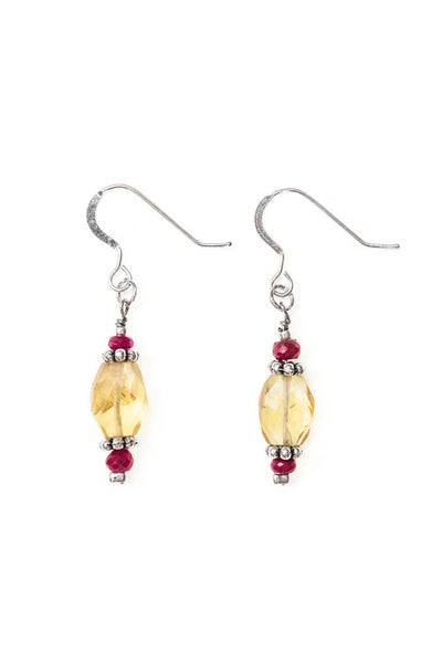 Citrine and Ruby Dangle Earrings - 100 Graces