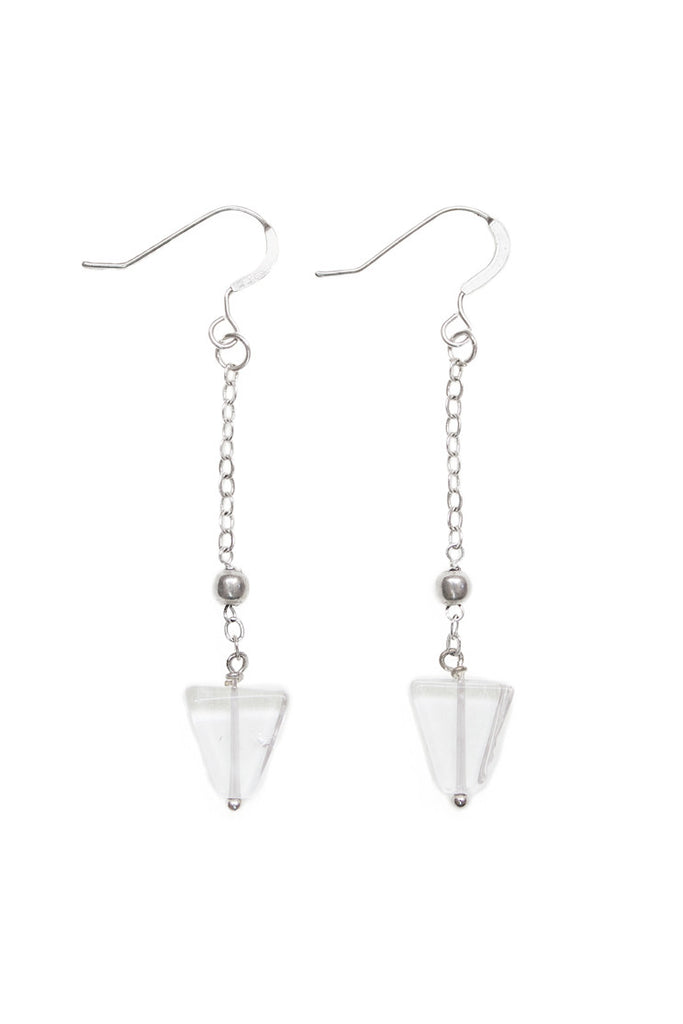 Triangle Quartz Earrings, Silver - 100 Graces