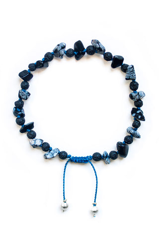 Snowflake Obsidian and Lava Stone Bracelet - 100 Graces